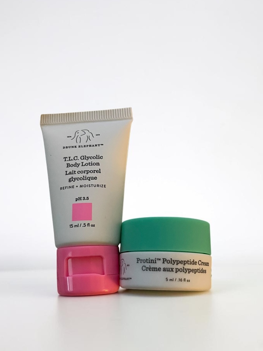 Drunk Elephant TLC Glycolic Lotion & Protini Cream Bundle New